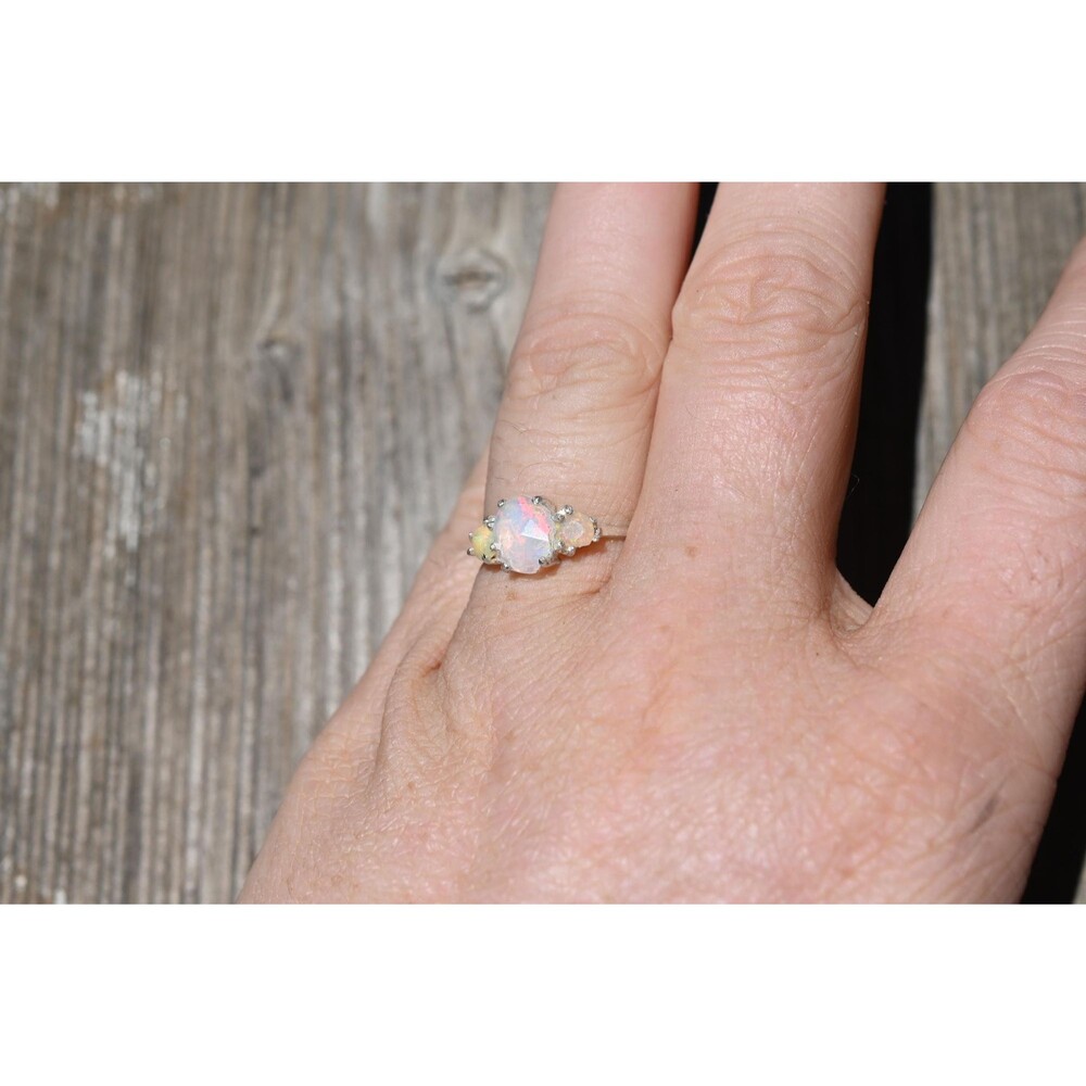 Engagement ring DAMAGED opal ring, unique opal ring, alternative   jewelry for h - Picture 2 of 4